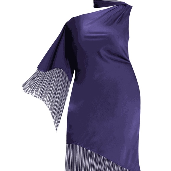 Eloquii Scarf Neck Fringe Dress, Purple, Size 16 NWT - Picture 8 of 16